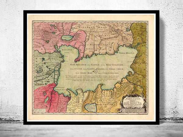 Old Map of Caspian Sea 1750  | Vintage Poster Wall Art Print |