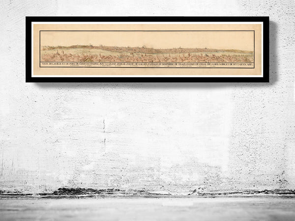 Old Constantinople Istanbul Panoramic View 1686  | Vintage Poster Wall Art Print |