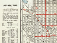 Old map of Minneapolis 1945 Vintage Map | Vintage Poster Wall Art Print |