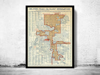 Old Map of Orlando Florida 1936 Vintage Map | Vintage Poster Wall Art Print |