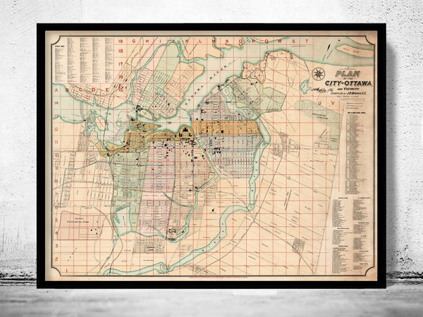 Old Map of Ottawa Canada 1895 Vintage Map | Vintage Poster Wall Art Print |