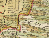 Old Map of Perugia Region Umbria Italy 1665