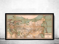 Old Map of Soviet Union 1914 Pré-CCCP USSR map  | Vintage Poster Wall Art Print |