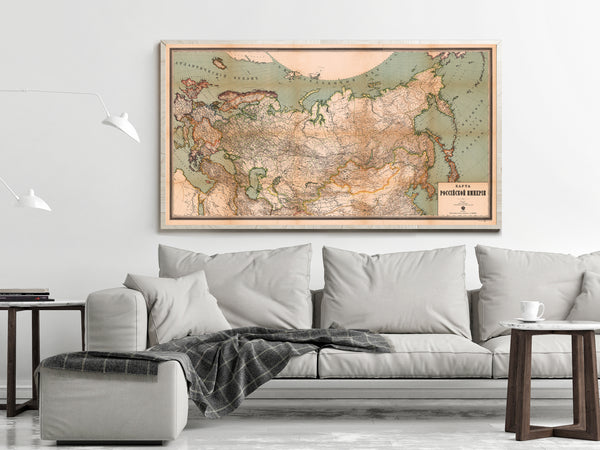 Old Map of Soviet Union 1914 Pré-CCCP USSR map  | Vintage Poster Wall Art Print |