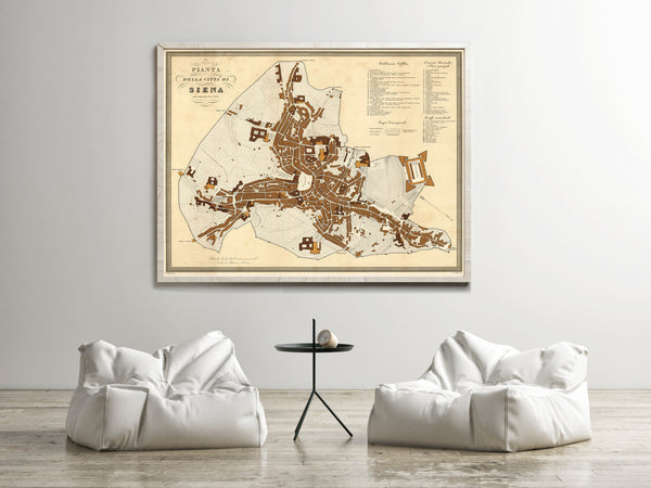 Old Map of Siena Italy 1640 Vintage Map of Siena Wall Map | Vintage Poster Wall Art Print |