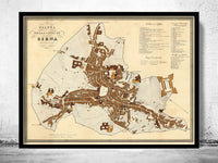 Old Map of Siena Italy 1640 Vintage Map of Siena Wall Map | Vintage Poster Wall Art Print |