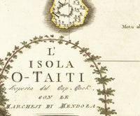 Old Map of Tahiti French Polynesia 1798 Vintage Map | Vintage Poster Wall Art Print |