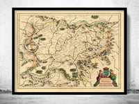 Old Map of Transylvania Romania 1634 Vintage Map  | Vintage Poster Wall Art Print |