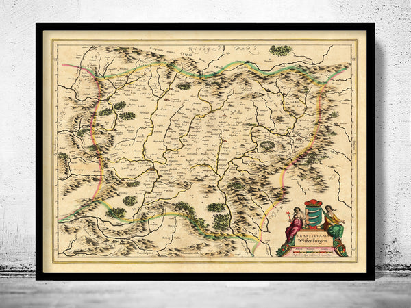 Old Map of Transylvania Romania 1634 Vintage Map  | Vintage Poster Wall Art Print |